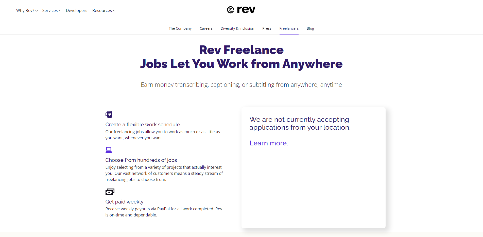 Rev website jobs