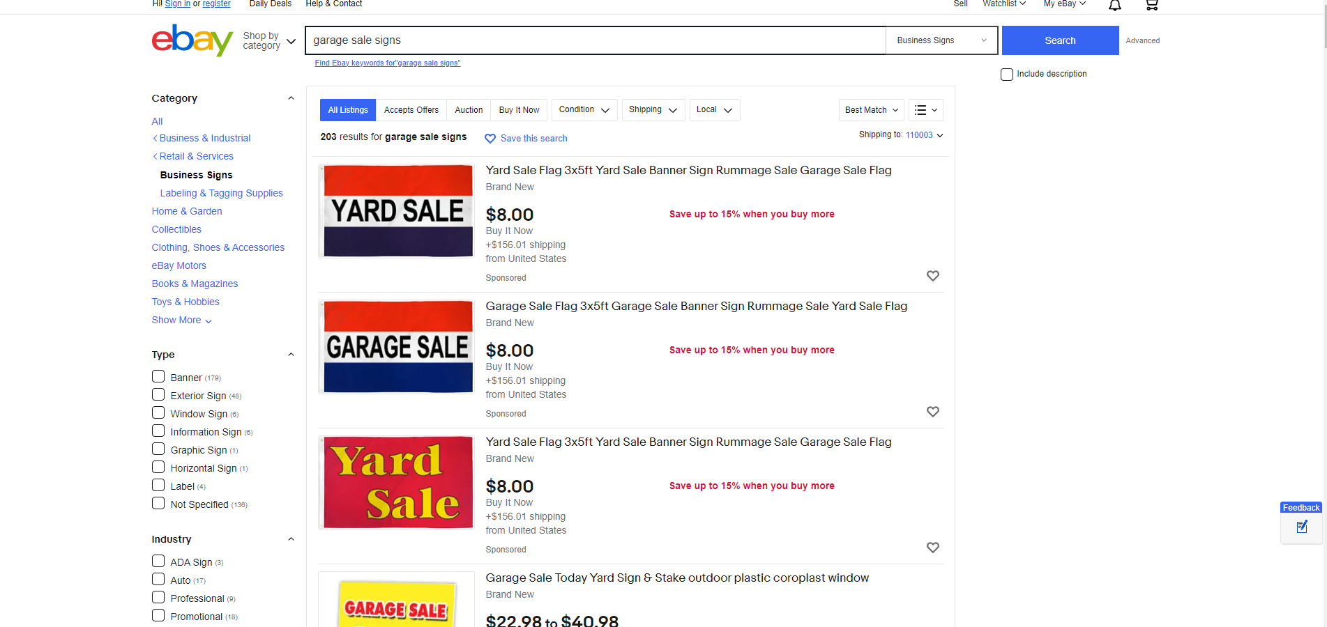 ebay garage sale signs