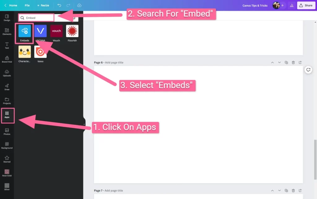 embed a video in canva using embeds