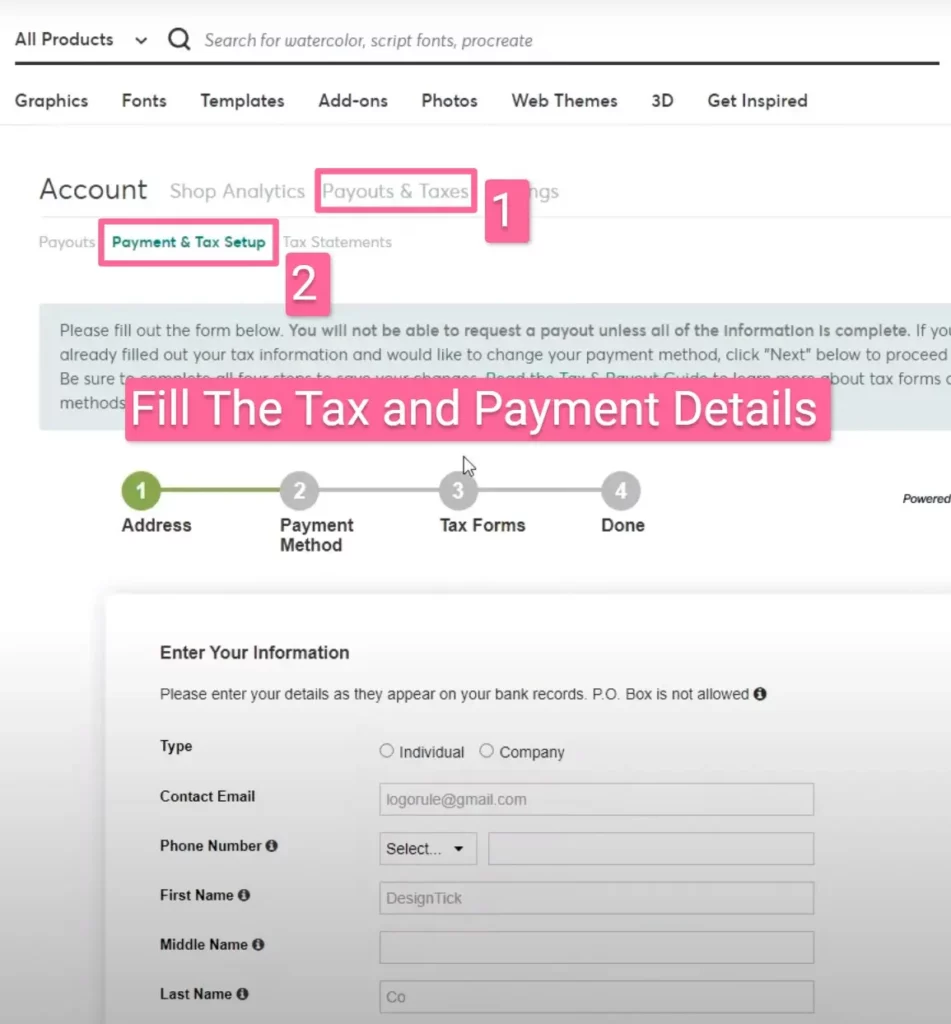 Fille The Tax and Payment Details