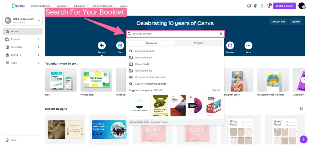 Search For Your Booklet