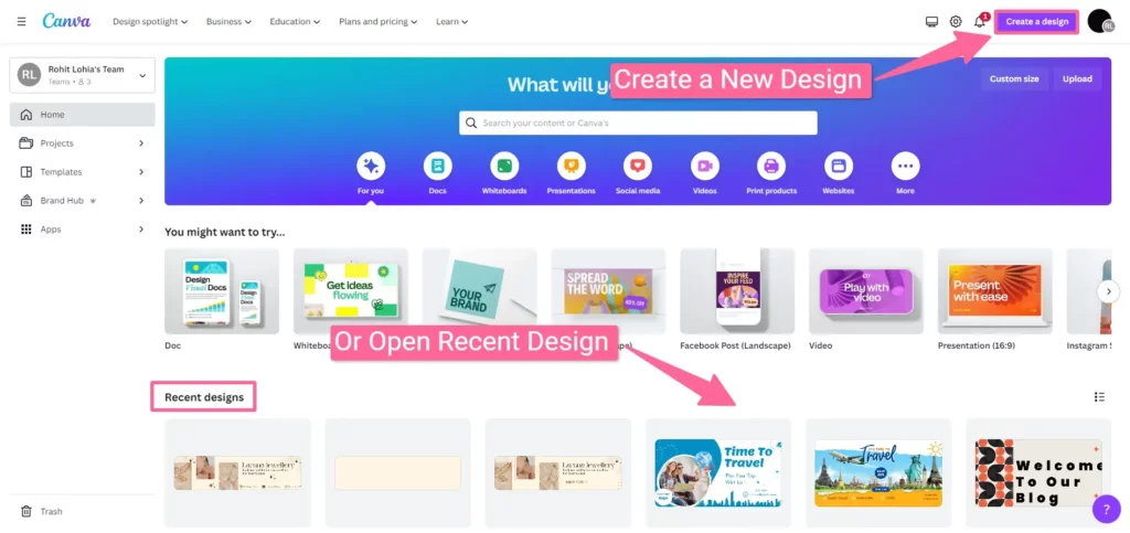 open a new design