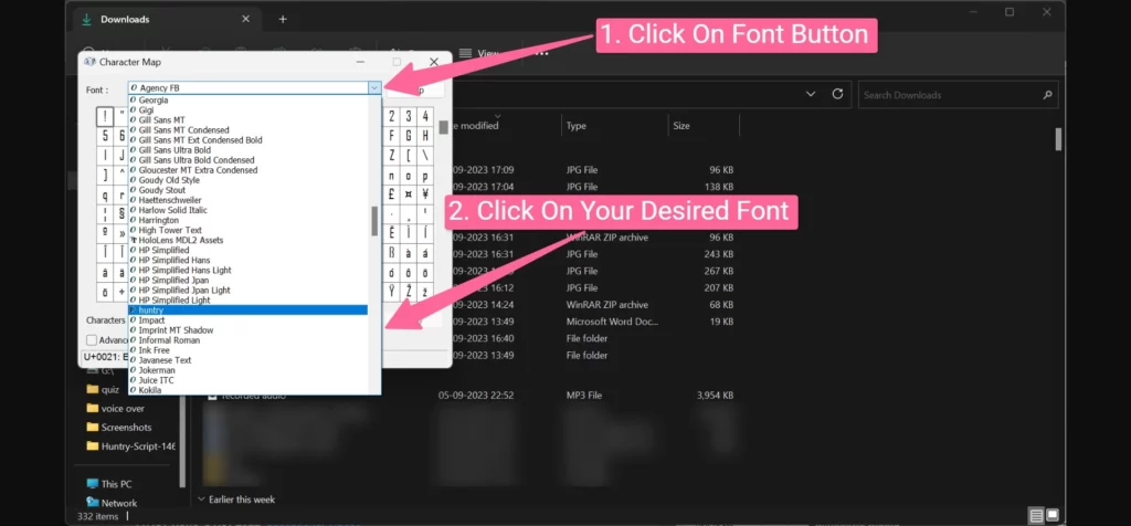 Click On Your Desired Font