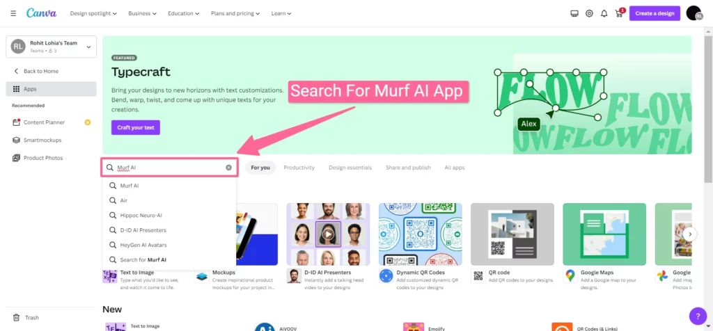 Search For Murf AI App