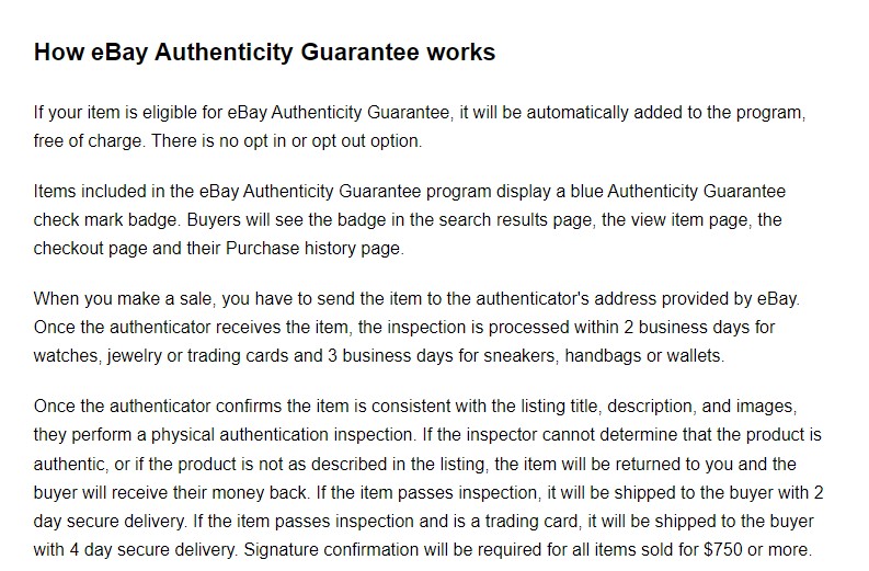 ebay authenticity guarantee