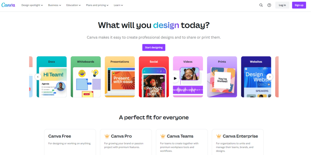 Canva Homepage